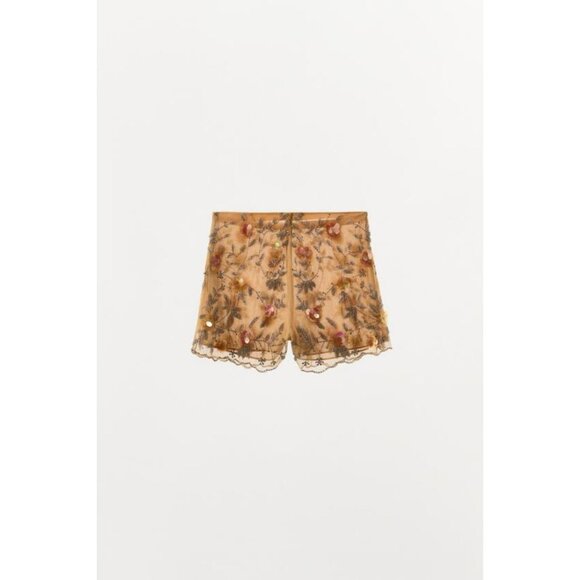 ZARA BEADED SEQUIN LIMITED EDITION SHORTS - Picture 4 of 5